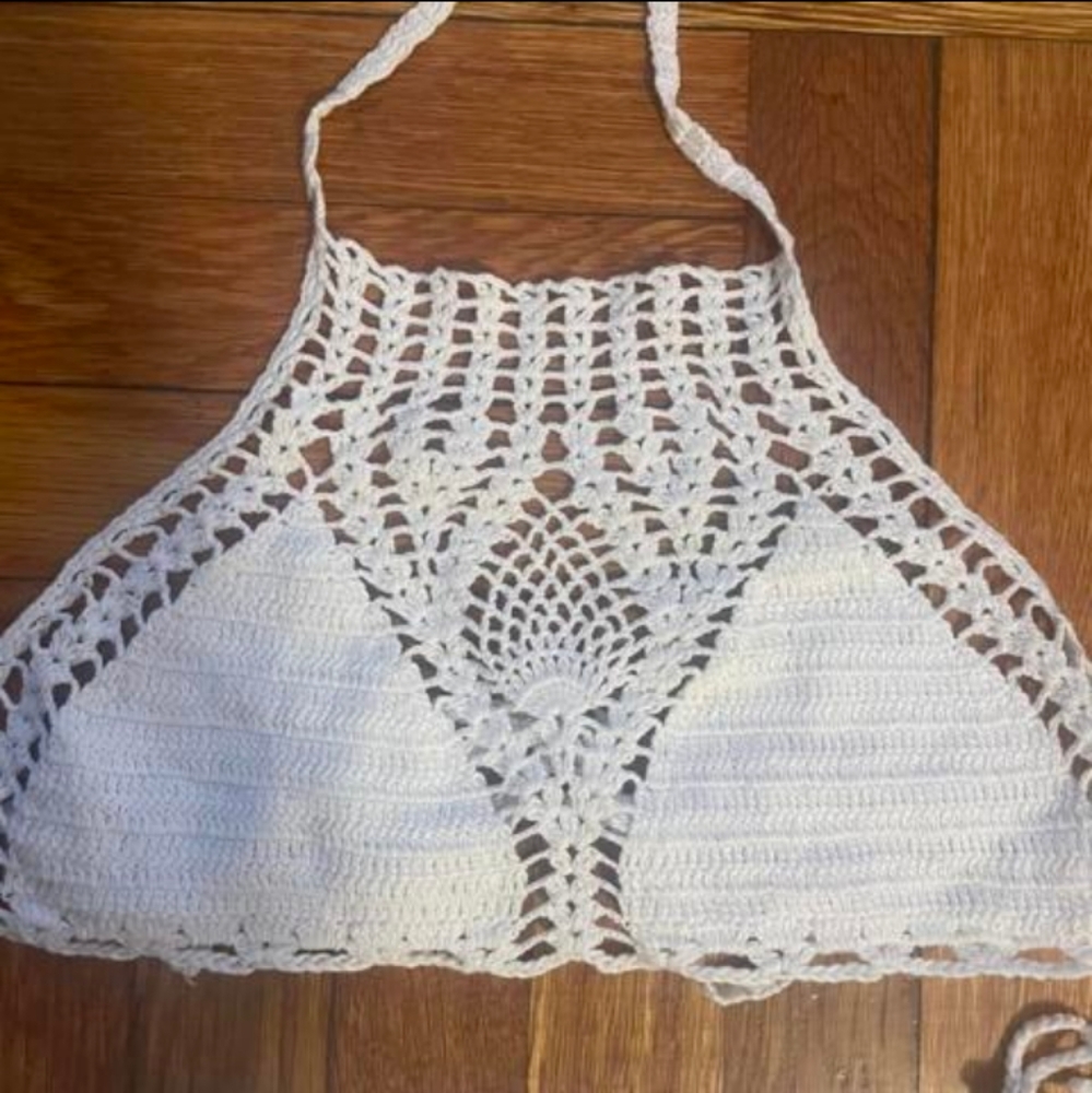 White Crochet Halter Top